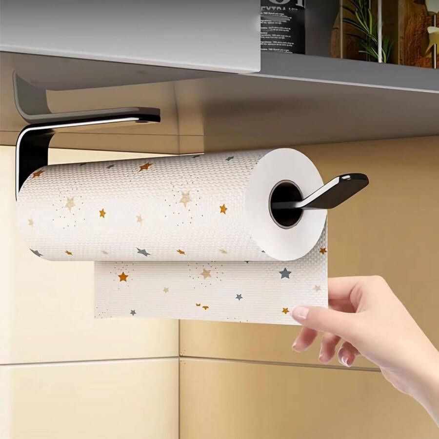 Keukenrolhouder zonder boren keukenpapierhouder wandmontage papierrolhouder van aluminium keukenrolhouder opbergorganizer