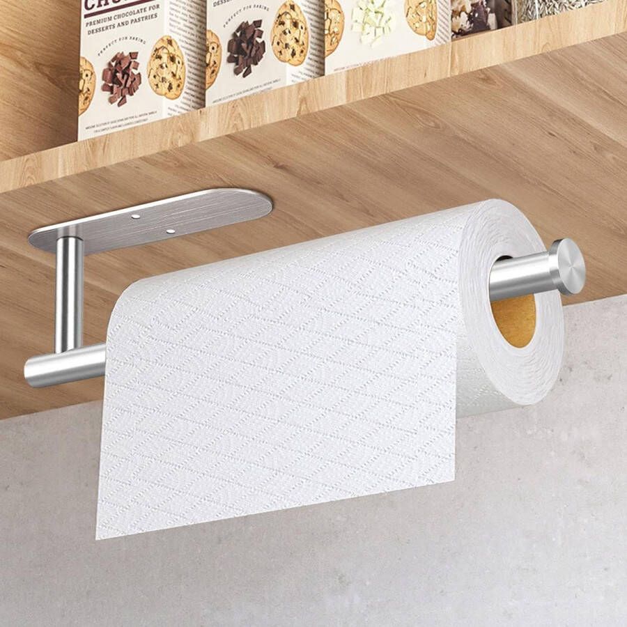 Keukenrolhouder zonder boren zelfklevend of boren keukenpapierhouder hangend wandmontage papieren handdoekhouder roestvrij staal rolhouder voor keuken en badkamer