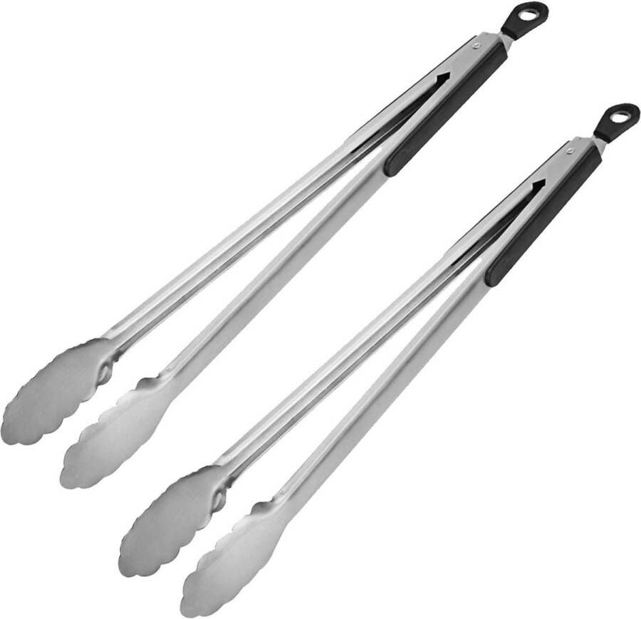 Keukentang grillrooster 14 inch vergrendeling 18 8 premium roestvrijstalen vergrendeling hittebestendige salatang voor kamperen en grillen