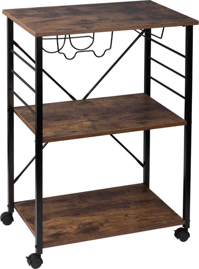 Keukentrolley Met wieltjes Bijzettafel Serveerwagen Trolley voor Keuken Kruidenrek Opbergrek