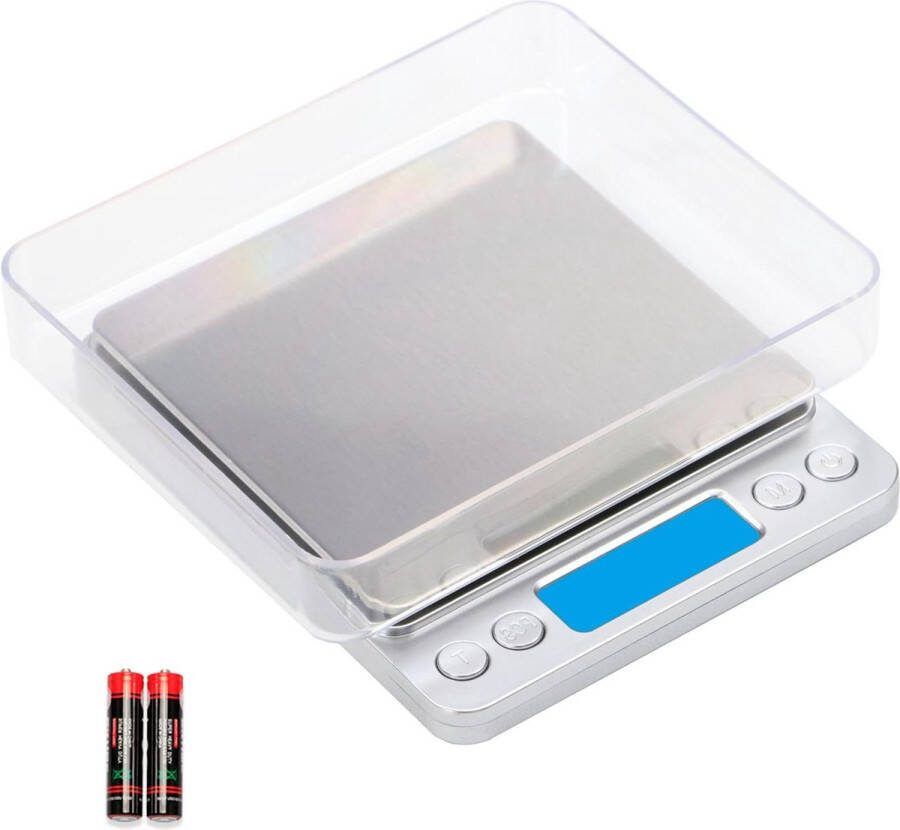 Keukenweegschaal 3kg 0.1g Pocket Food Scale Meet in gram en oz Voor gewichtsverlies Koken Bakken Sieraden Hoge precisie gramschaal 6 eenheden Kleine koffieweegschaal 2 dienbladen LCD Tarra keukenweegschaal