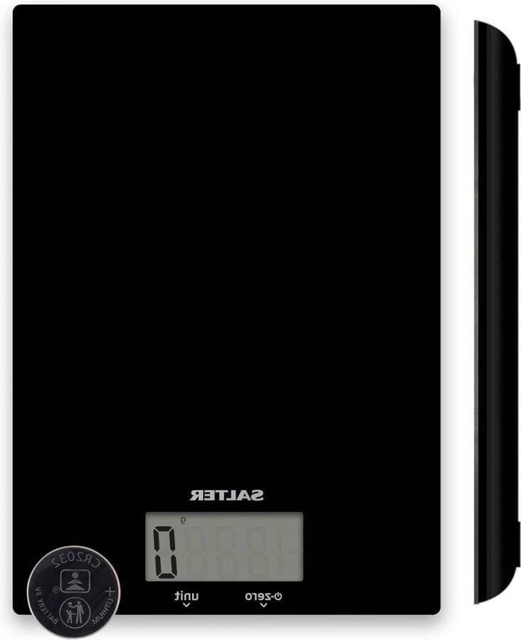 Keukenweegschaal 5 kg Max Capacity LCD Display Easy Clean Glass Measures Liquids Fluids Home Cooking Baking Black keukenweegschaal