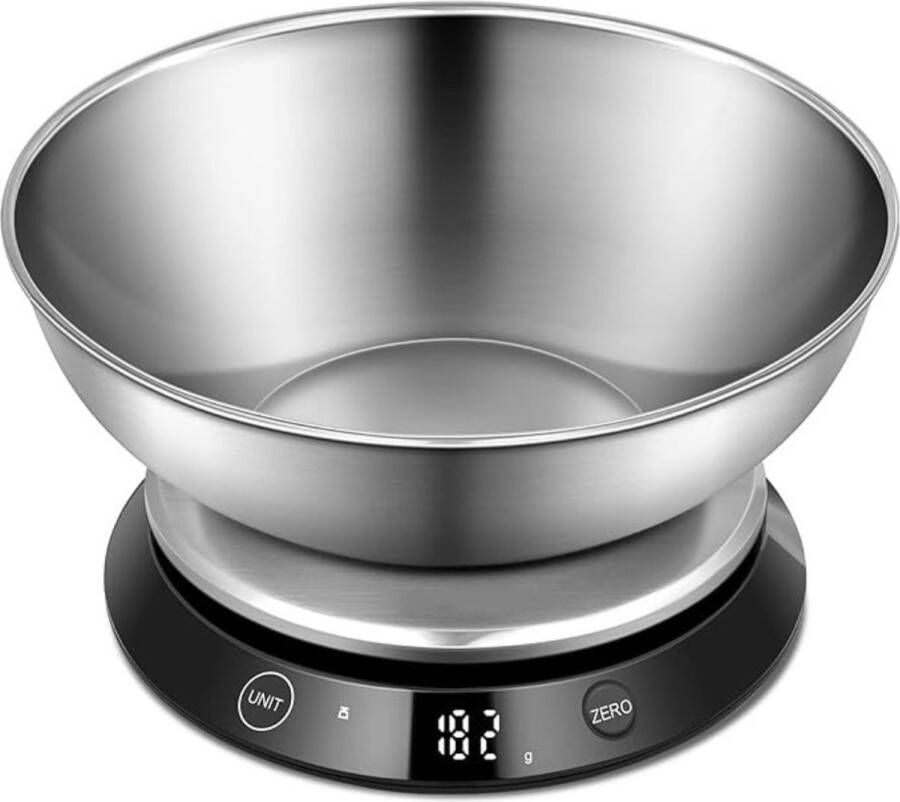 Keukenweegschaal Digitaal Met Kom Weegschaal Keuken Electrisch Tot 5kg USB-Oplaadbare Weegschaalkeuken Met Afneembare Kom Van 1 4 l Precisie Weegschaal