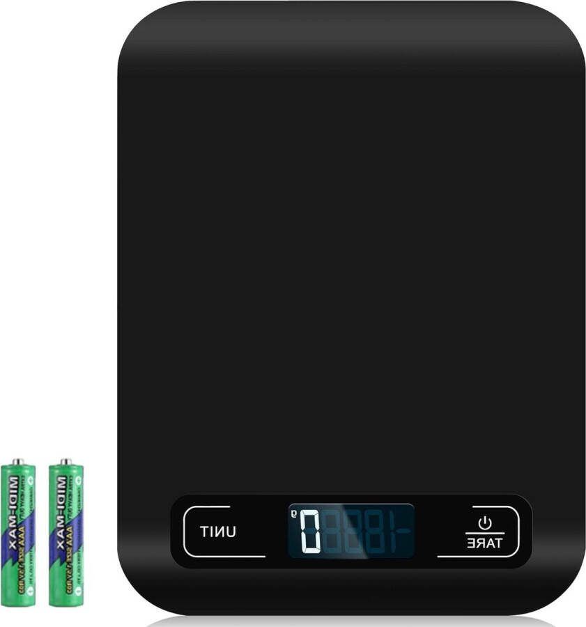 Keukenweegschaal lcd-display tarra-functie bakken koken 10 kg zwart keukenweegschaal