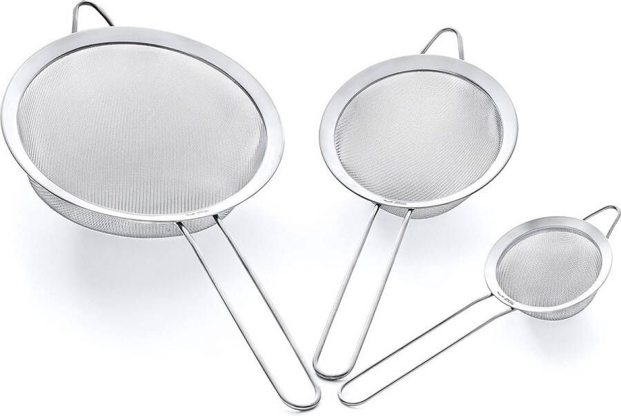 Keukenzeef fijne netzeef pasta strainer with handle micro perforated kitchen strainer metal strainer-3pcs