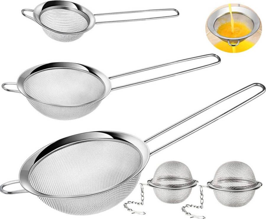 Keukenzeef fijne netzeef pasta strainer with handle micro perforated kitchen strainer metal strainer-5pcs