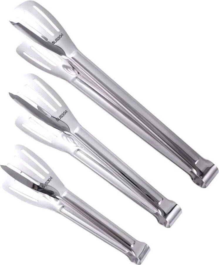 Keuktang 3 stuks grilltang roestvrij staal kooktang vleestang voor barbecue bakken serveren buffet oven brood