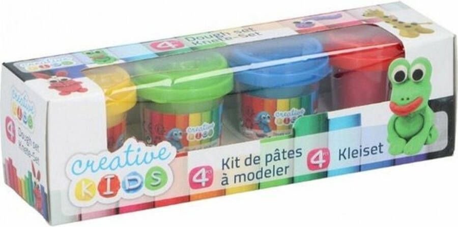 Kids Creative Kleiset Blauw Rood Geel Groen Kinder Klei Set van 4x 55 gram