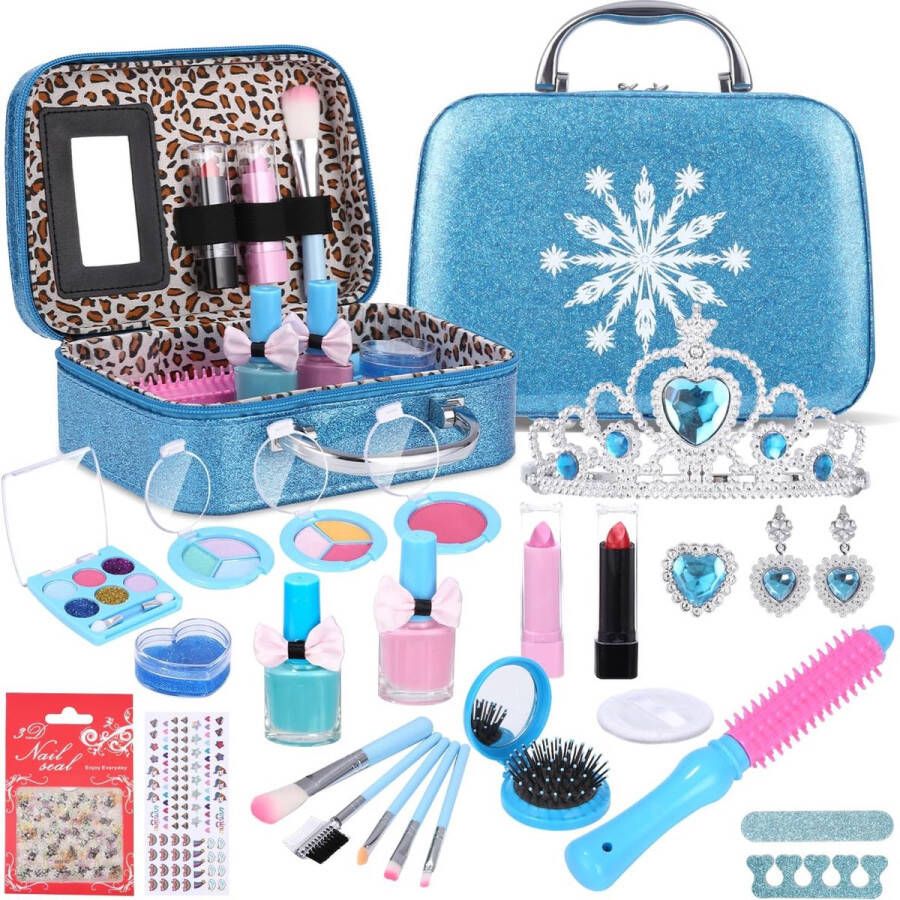Kids Make-up Sets voor meisjes 27PCS Veilig & Echt Wasbaar Rollenspel Kids Make Up Kit Meisjes Speelgoed met Cosmetische Case voor Prinses Meisjes 5 6 7 8 9 10 + Leeftijd Verjaardag Kerstmis
