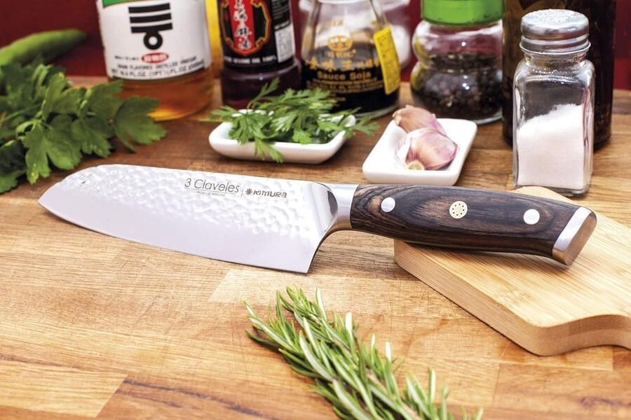 Kimura Santokumes keukenmes multifunctioneel mes keukenmes originele keukenhulp voor de Aziatische keuken vlees vis en groenten 17 5 cm 7 mes