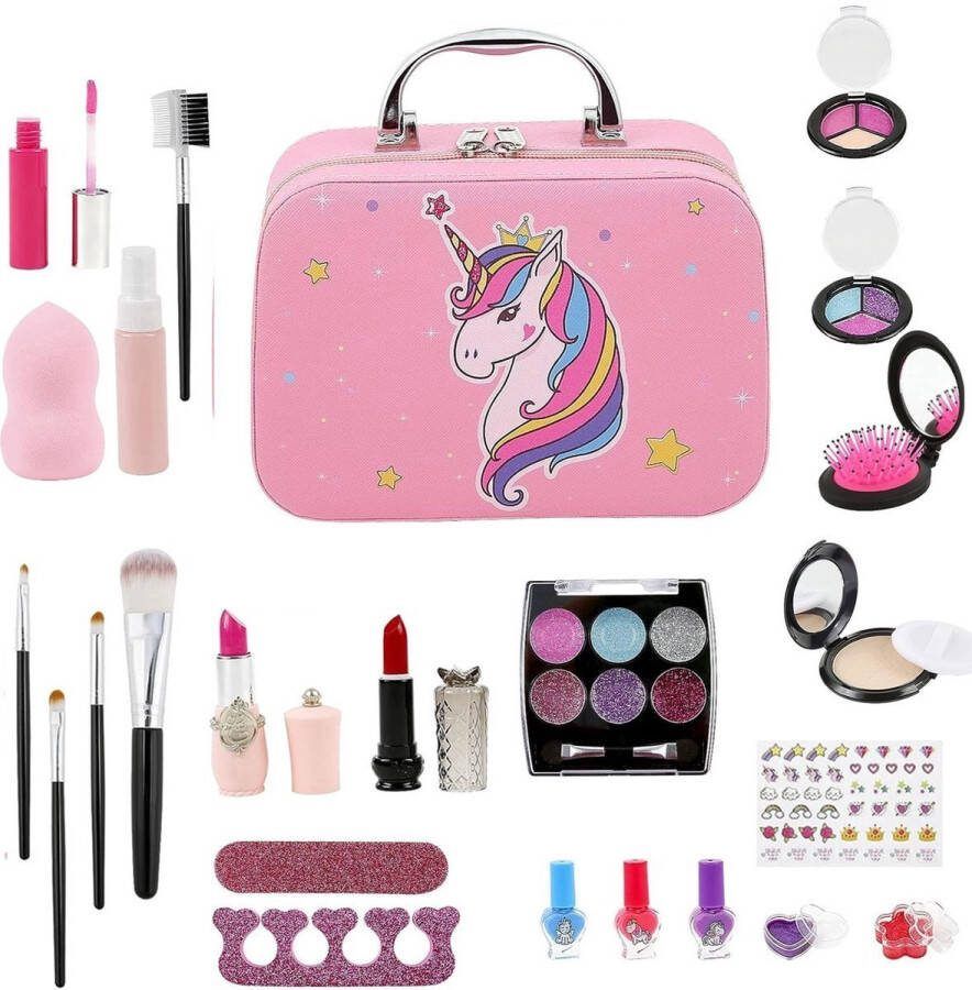 Kinder speelkoffer-Make up Koffer Meisjes- Veiligheid- Kinderen Make-up Sets voor meisjes 25PCS Veilig & Echt Wasbaar Rollenspel Kids Make Up Kit Meisjes Speelgoed met Cosmetische Case voor Meisjes