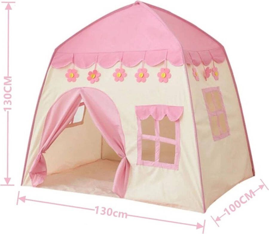 Kinder Speeltent Tipi Tent Kinderen Kinder Tent Kinderspeeltent Speelpaviljoen Kinderwigwam Speelpaleis Lichtgewicht En Draagbaar Stimuleert Creatief Spel Roze