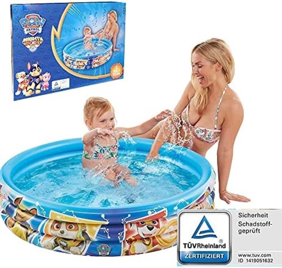 Kinderbadje Paw Patrol opblaasbaar 100 x 23 cm 3-rings zwembad bontvrienden kinderzwembad babypool zwembad