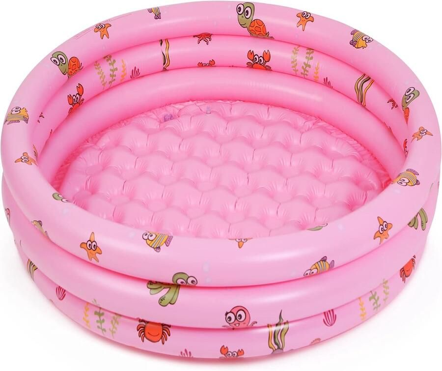 Kinderbadje voor kinderen rond opblaasbaar kinderzwembad kinderbadje babyzwembad buiten tuin water spelen zwembad voor kinderen meisjes roze (130 x 40 cm)