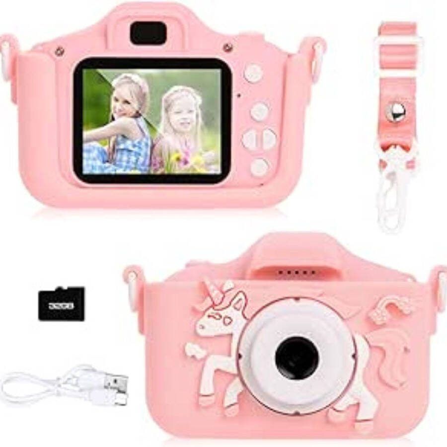 Kindercamera 20 MP Oplaadbaar IPS Beeldscherm Inclusief 32G-Kaart HD Camera voor Kinderen Videocamcorder & Selfie Modus