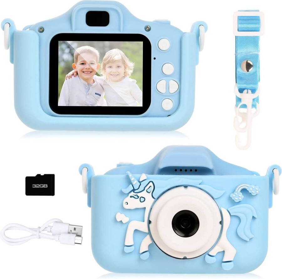 Kindercamera 20 MP oplaadbare digitale kindercamera IPS-scherm camera voor kinderen 1080p HD-camera met 32G-kaart kid video camcorder selfie kinderen voor jongens en meisjes van 3 jaar