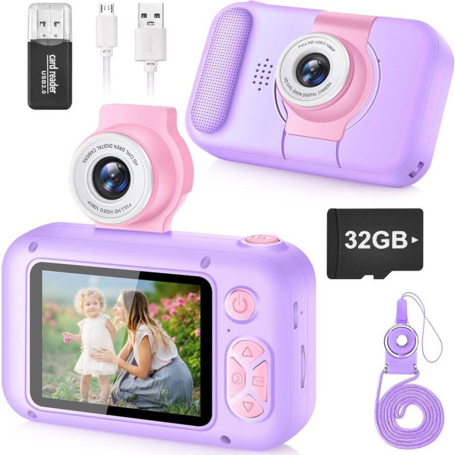 Kindercamera Kinderfototoestel Digitale Kindercamera 32GB MicroSD Inbegrepen