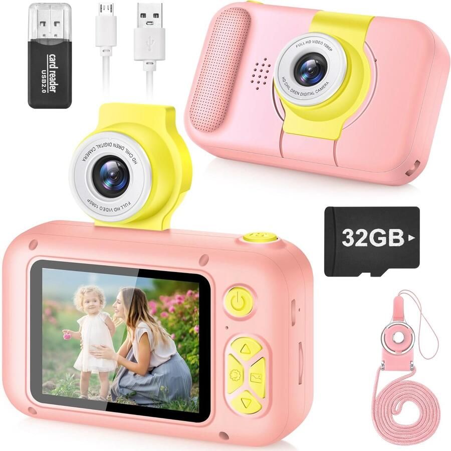 Kindercamera Kinderfototoestel Digitale Kindercamera 32GB MicroSD Inbegrepen