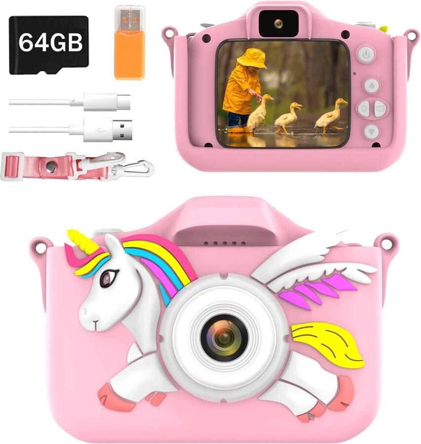 Kindercamera Kinderfototoestel Digitale Kindercamera 64GB MicroSD Inbegrepen