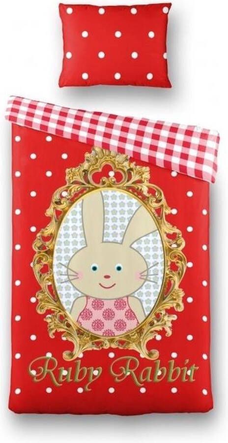 Kinderdekbedovertrek Ruby Rabbit Eenpersoons 140x200 cm Rood