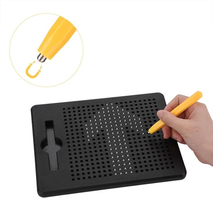 Kinderen Magnetische Ballen Tablet Tekentafel Gratis Spelen Educatief Tekenspeelgoed voor Kinderen ABS Creatieve Stalen Bal Schrijven Stencil Plaat met Pen Kleuterschool Doodle Schetsblok voor Kinderen (Zwart)