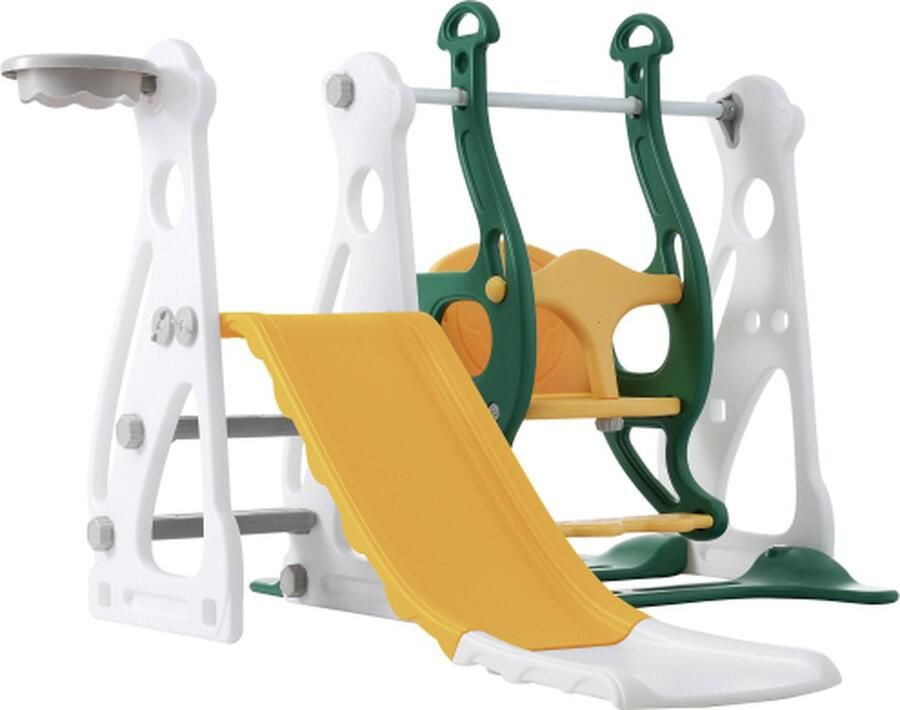Kinderglijbaan met schommel 4 in 1 kinderglijbaan glijbaan trappenhuizen schommel basketbalframe schommelglijbaan voor binnen