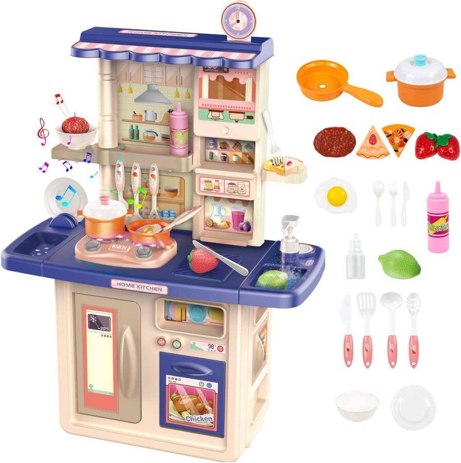Kinderkeuken speelset 84 cm (blauw) met accessoires