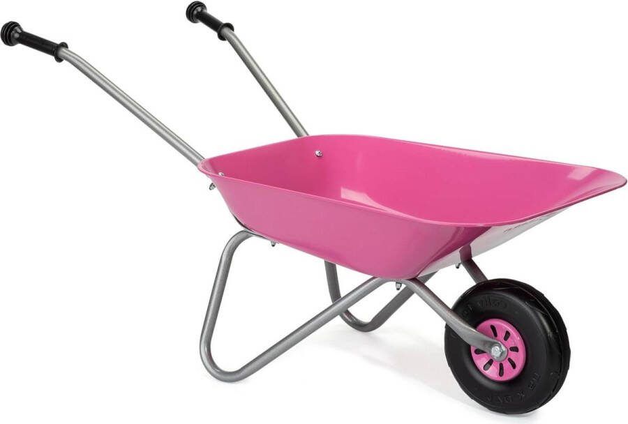 Kinderkruiwagen (roze zilver belastbaar tot 25 kg voor kinderen vanaf 2 jaar) metale tuinkruiwagen van Rolly Toys Kruiwagen