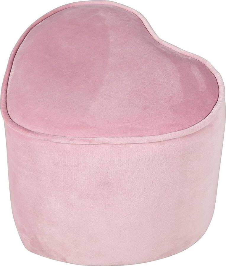 Kinderkruk Lil Sofa in hartvorm Comfortabele kruk in roze fluwelen stof Gestoffeerde meubelpoef voor kinderkamer Zithoogte 24 cm