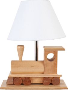 Kinderlamp Nachtlamp Locomotief Naturel Wit Hout