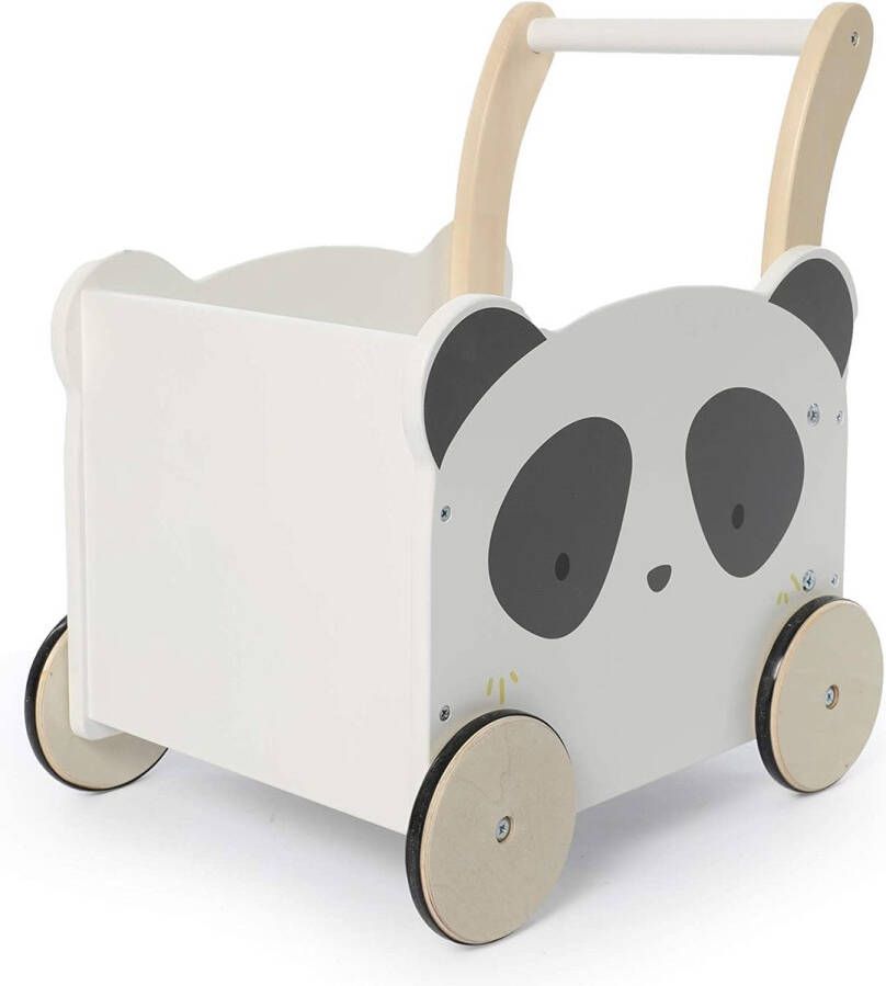 Kinderloopwagen van hout babypanda loophulp met opbergruimte voor 1-3 jaar loopwagen peuterspeeltje kinderwagen activiteit babywalker