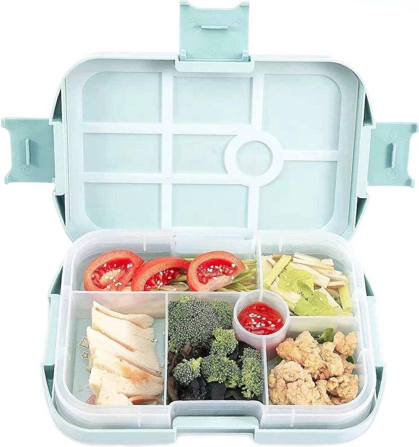 Kinderlunchbox Bentobox met vakken Lunchbox Kinderen Robuuste Lunchbox met 6 Vakken Kinderlunchbox Kleuterschool (Blauw)