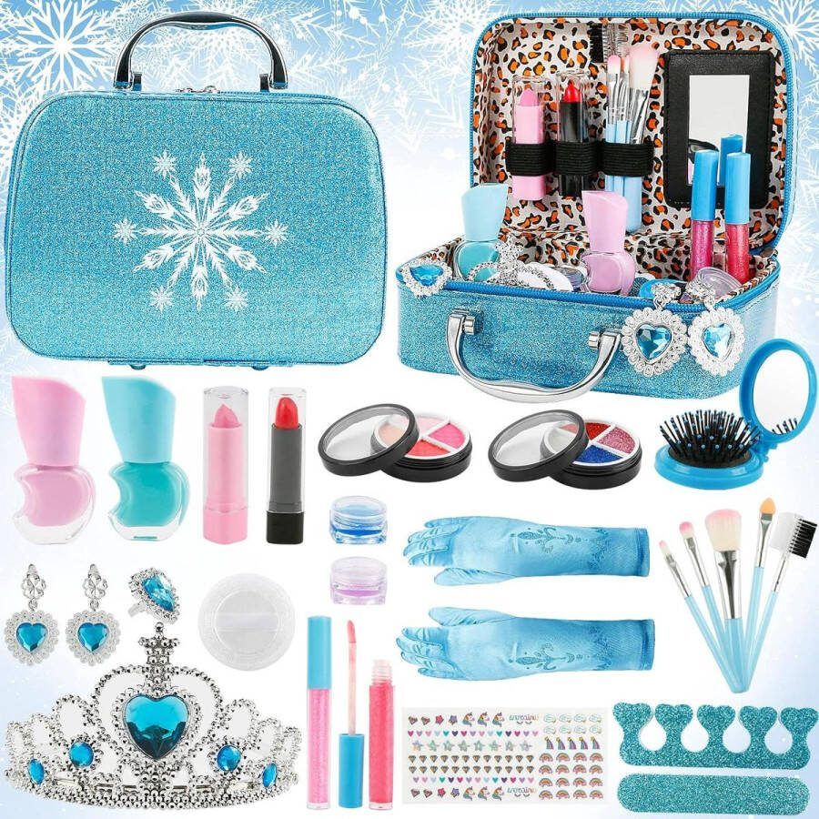 Kindermake-up voor meisjes wasbare cosmeticaset speelgoed voor meisjes make-upset met koffer Sterneer make up koffer meisje