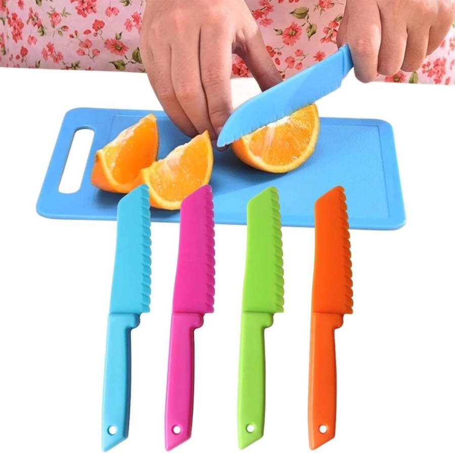 Kindermessen- 4-delige kinderkeukenmessenset voor kleine kinderen fruitmes groentemessen kinderveiligheid koksmes cadeaus voor Kerstmis en verjaardag Kindermessen