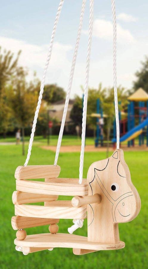 Kinderschommel van hout omranding handgrepen zelfstandig zitten 18 maanden naturel
