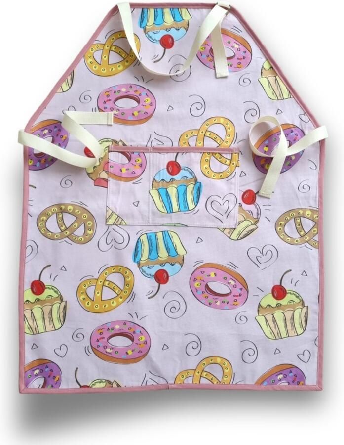 Kinderschort Keukenschort kind Peuter met Cupcakes 100% Organisch katoen