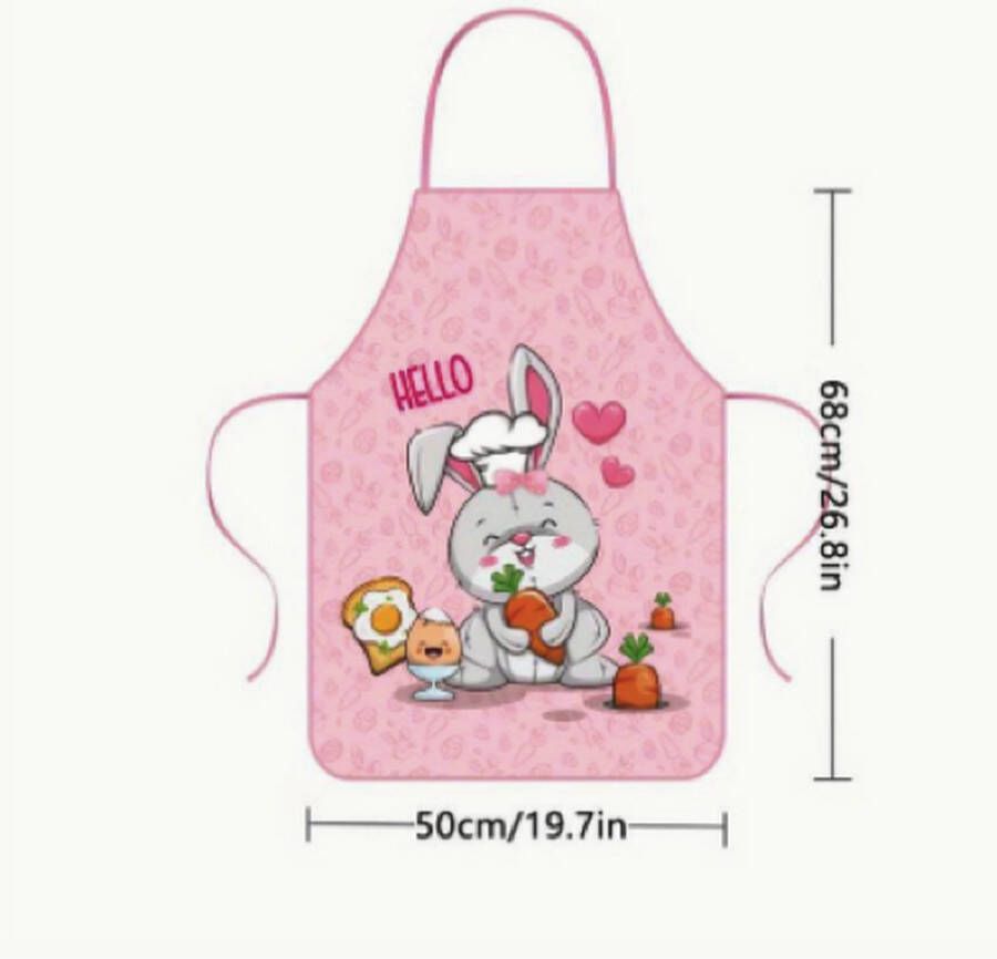 Kinderschort roze met konijn Keukenschort -schort voor knutselen koken