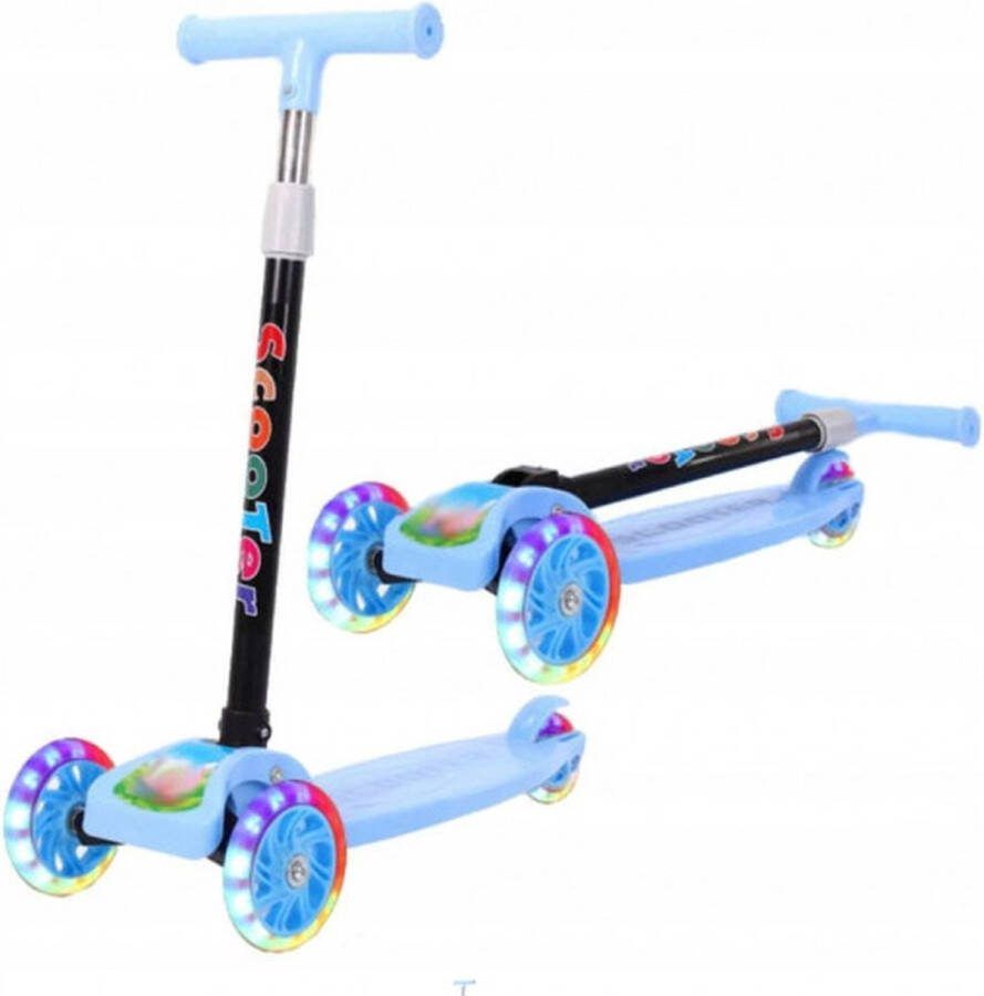 Kinderstep met 3 lichtgevende wielen – Kick step voor kinderen van 3 t m 12 jaar – Led scooter Led step- Verstelbaar Blauw ILFAshopping