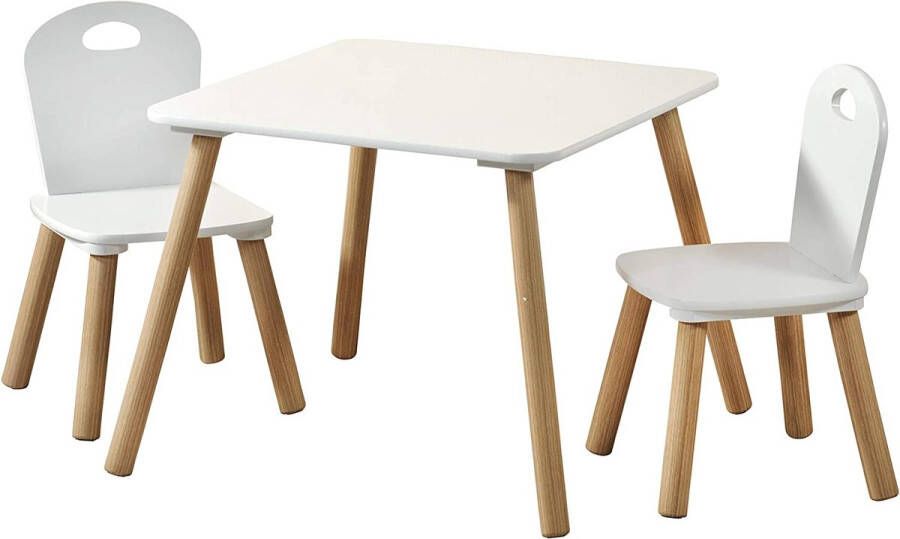 Kindertafel met 2 stoelen 1771213 afmetingen: tafel 55 x 55 x 45 cm stoel 27 5 x 27 5 x 50 5 cm wit