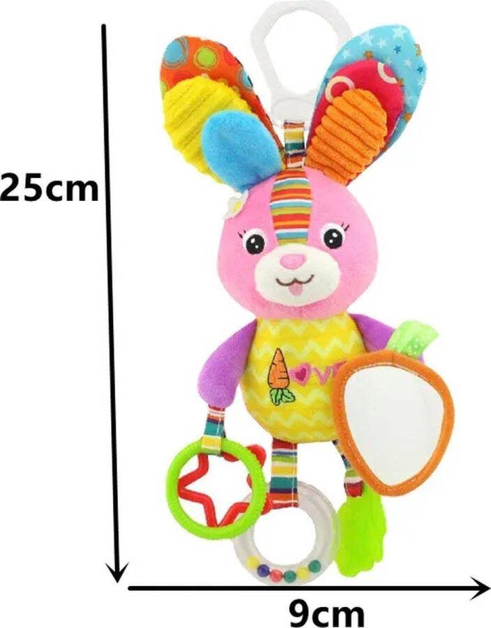 Kinderwagen Rammelaar Speelgoed Baby Rammelaar Educatief Babyspeelgoed Kinderwagen Speelgoed Autostoel Speeltje Grijp- en Bijtspeelgoed Activiteitenspeeltje Knuffel Spelen en Ontdekken Konijn Vanaf 0 maanden