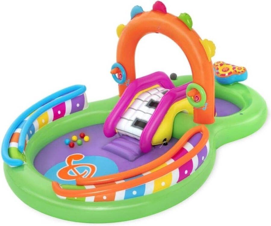 Kinderzwembad met Glijbaan Speelzwembad Kinder Opblaas Zwembad – Peuterbad – Ballenbad – Buitenwaterspeelgoed 295 x 190 x 137 cm