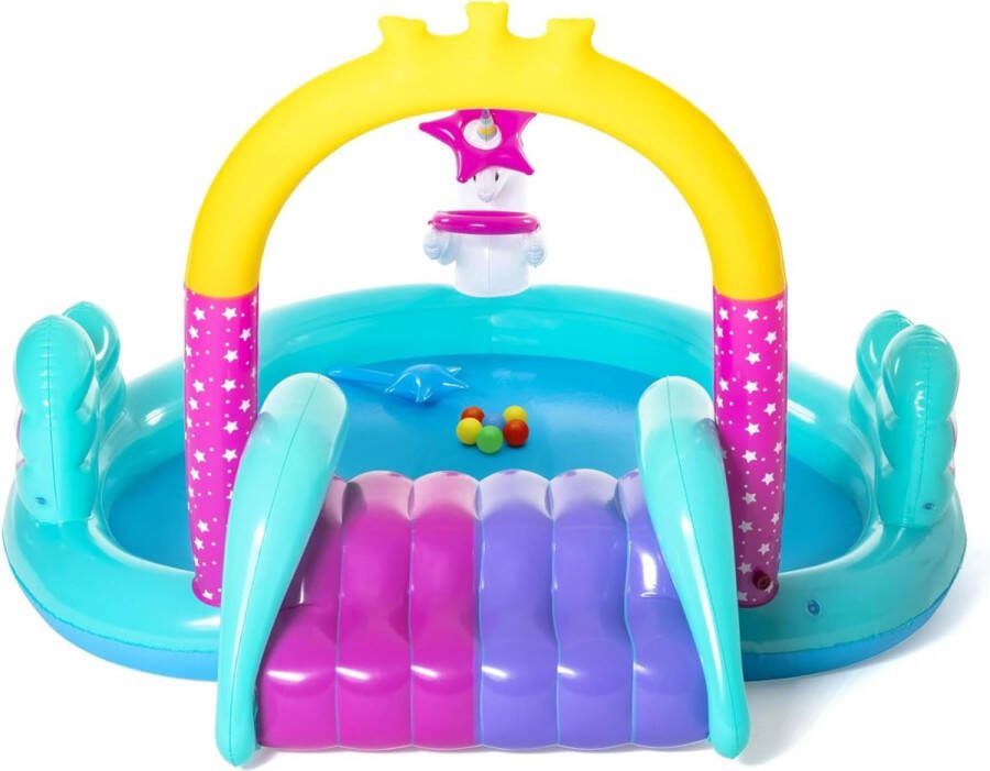 Kinderzwembad met Glijbaan Waterspeelcentrum Magische Eenhoorn 274 x 198 x 137 cm Bestway Opblaasbaar Zwembad
