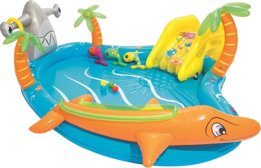 Kinderzwembad met Glijbaan Waterspeelcentrum Zuidzee 280 x 257 x 87 cm Ideaal voor zomerpret in de tuin