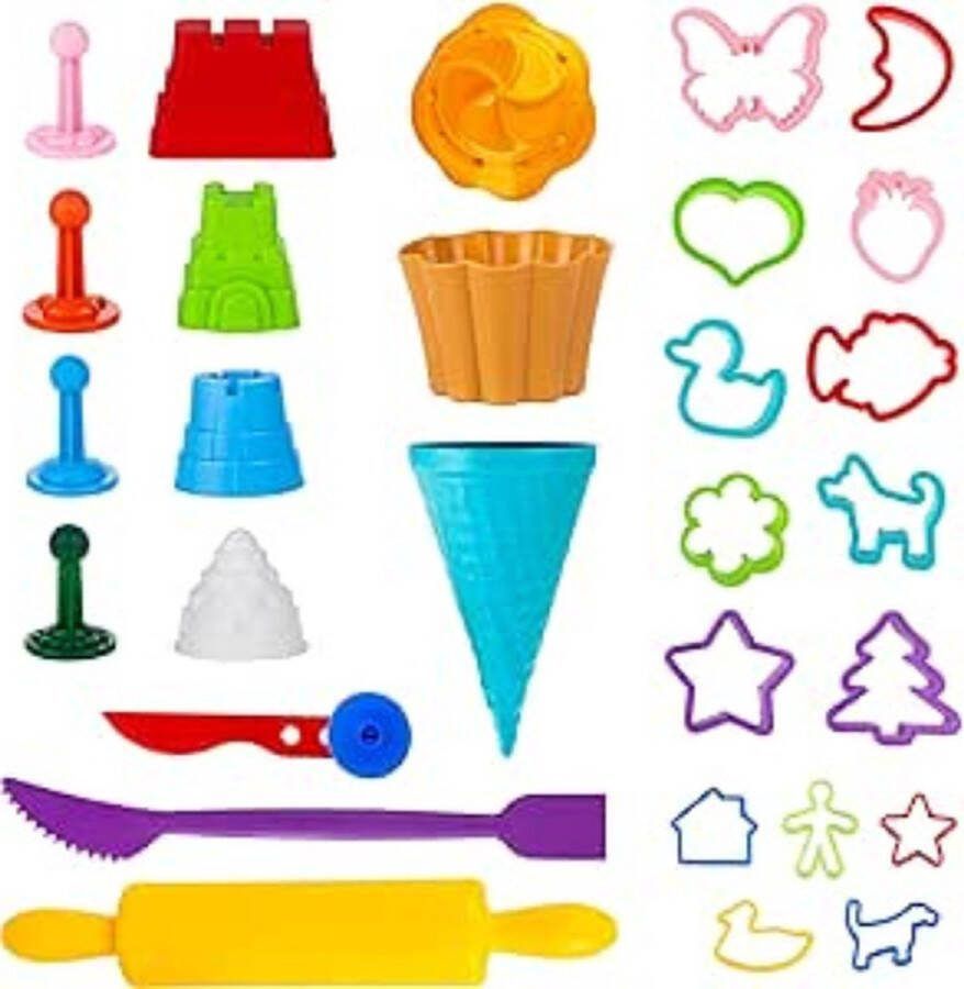 Kinetisch zand speelgoed Speelset Vormpjes Zandvormpjes Sensorisch Zand Gereedschappen 30 Stuks Kneedgereedschapset Klei Gereedschap Deeggereedschap Boetseerklei Accessoires Set voor Modelleren voor Kinderen