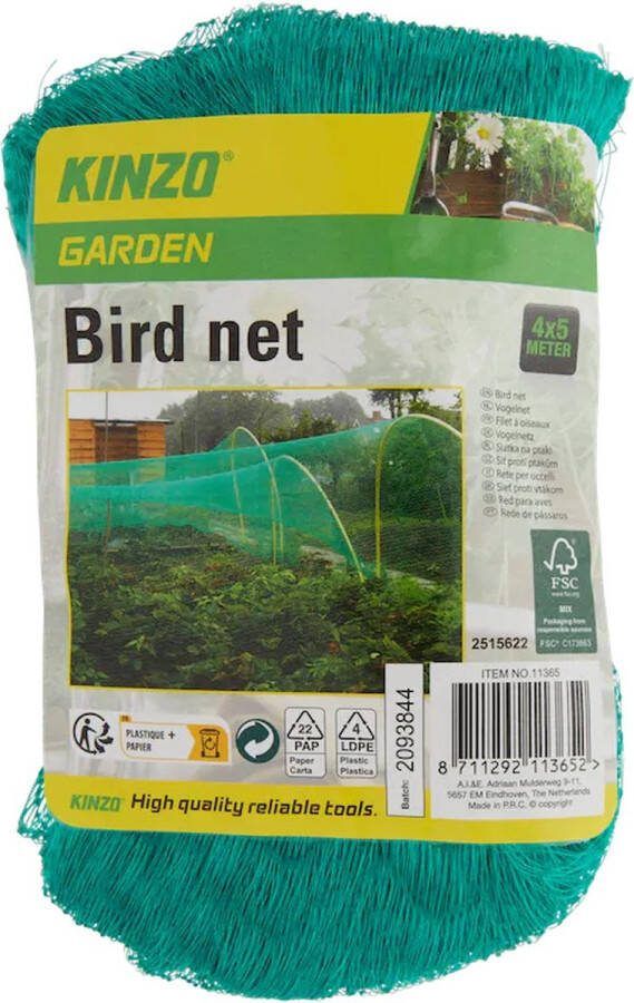 Kinzo Vogelnet Anti-vogel net 400cm x 500cm Vogelgaas Bird net Tuinnet Vijvernet Fruitnet Plantennet Bloemennet Tuin net tegen vogels Anti vogel net Vijvernetten Tuinspullen Vijverbescherming Moestuinnet Netten