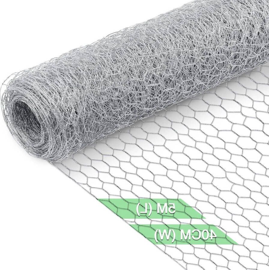 Kippengaas rol 40 cm 5 meter gegalvaniseerd heetondergedompeld gaas fijn tuingaas voor tuin dierenverblijf doe-het-zelf handwerk 15 25 mm gaten 05 mm draad