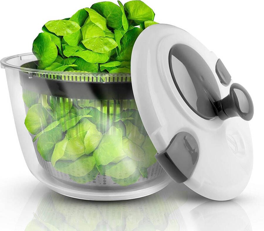Kitchen & More Premium Salade Spinner [4] liter inhoud Salade spinner klein Met deksel| Kitchen & More Zeef inzetstuk Makkelijk te gebruiken Inclusief gratis E-book |New gen. 2021