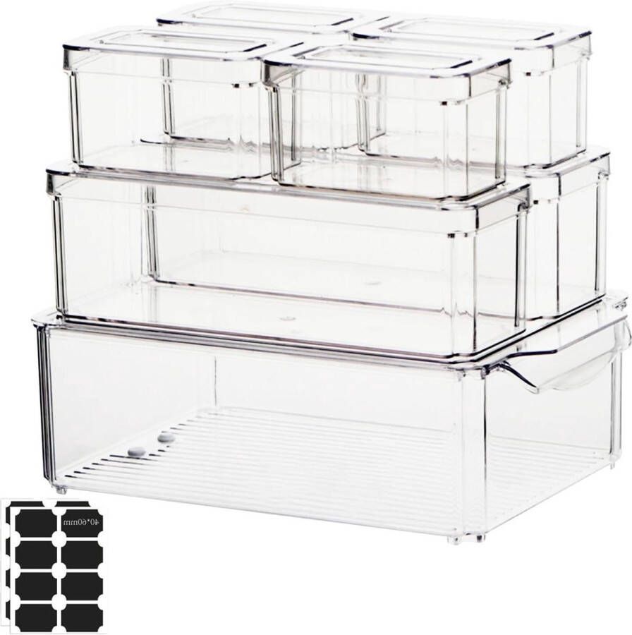 Kitchen Fridge Organizers With Lids Clear Stackable Baking Box 7 Pack Food Snack Vegetable Storage Containers For Kitchen Cabinets