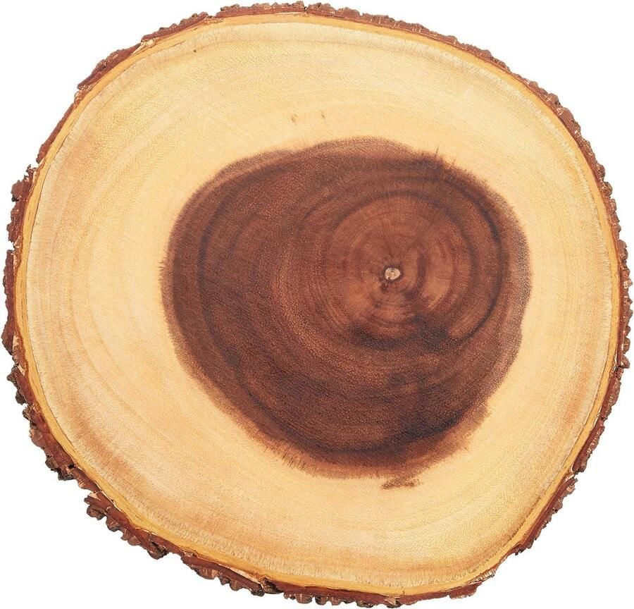 KitchenCraft Kaasplank serveerschaal van natuurlijk hout met schorsrand 25 cm (10) Rond Bruin 21 cm (8)
