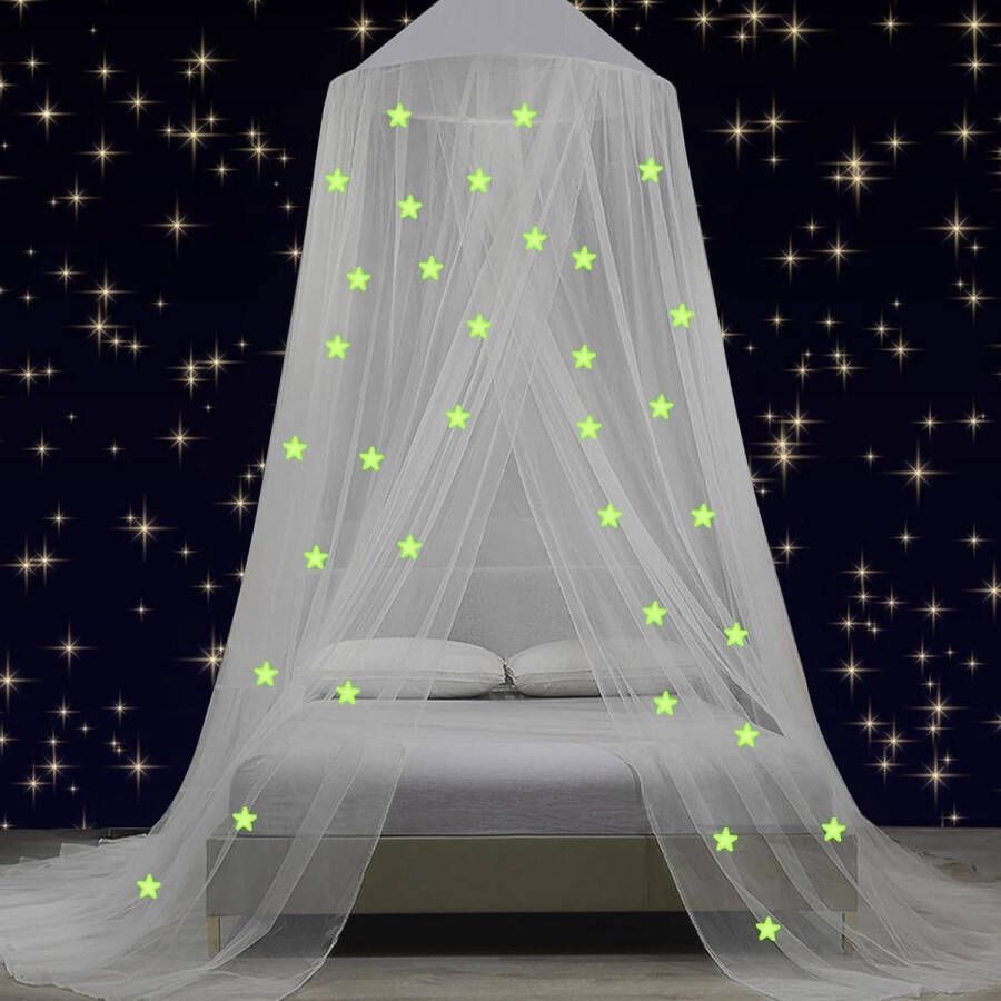 Klamboe 250 x 1100 x 60 cm tweepersoonsbed eenpersoonsbed kinderbed fluorescerende sterren binnen en buiten muggennet
